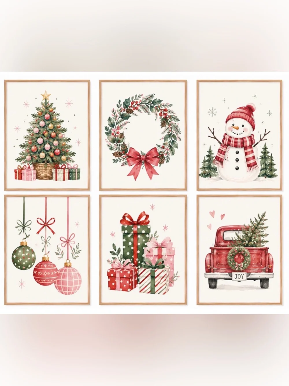 Holiday Christmas Art Prints - 6 | 8.5 x 11 | Unframed Seasonal Wall Décor